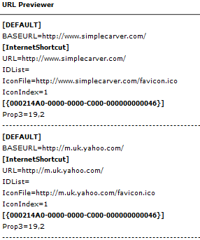 Internet Explorer URL Favorites Report